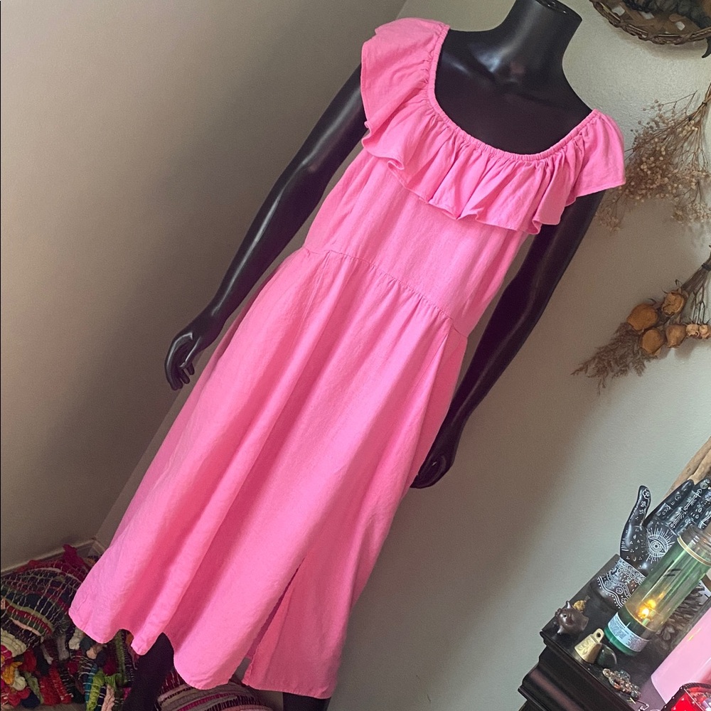 Ava & Viv Pink Gathered Dress with Pockets!